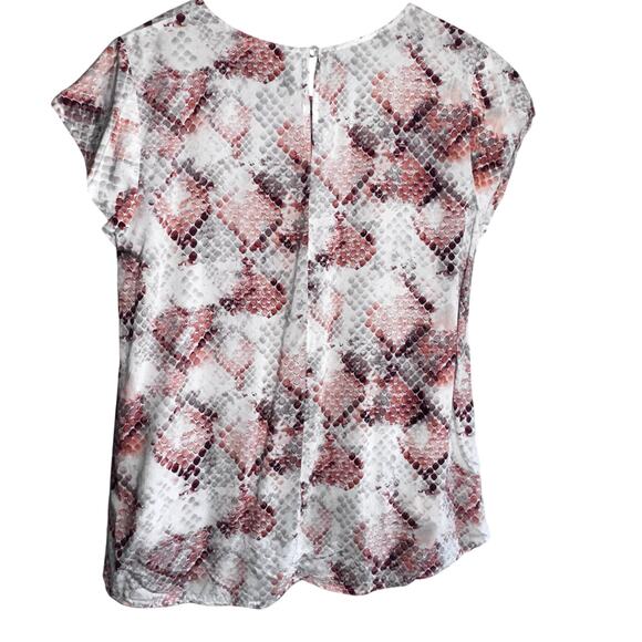 Cynthia Rowley Pink White Snakeskin Print Top Size Large - Picture 3 of 6